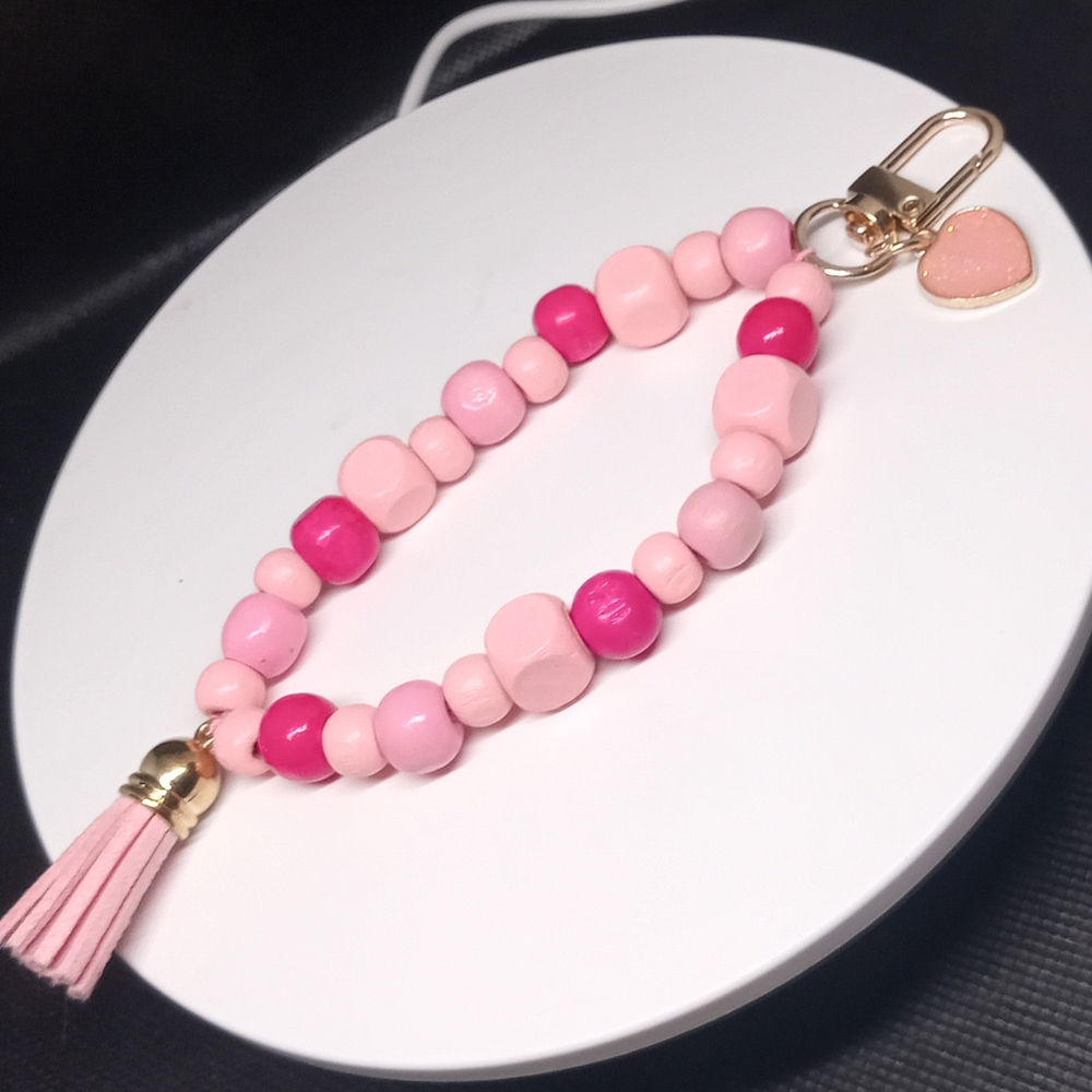 Pink Beaded Purse Charm with Tassel